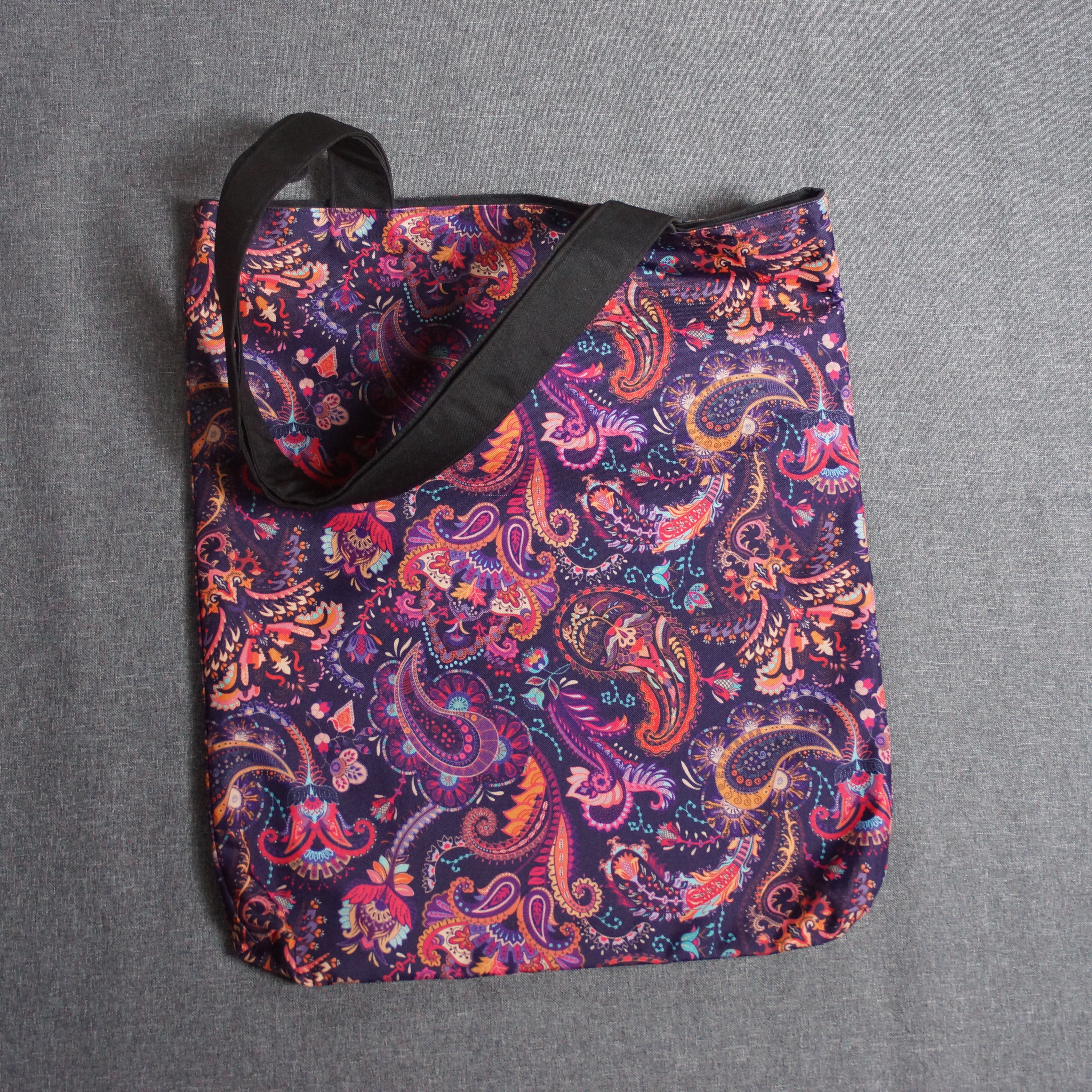 Torba dwustronna / paisley w fioletach + czerń